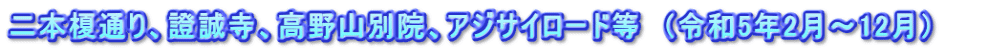 二本榎通り、證誠寺、高野山別院、アジサイロード等　（令和5年2月～12月）　　